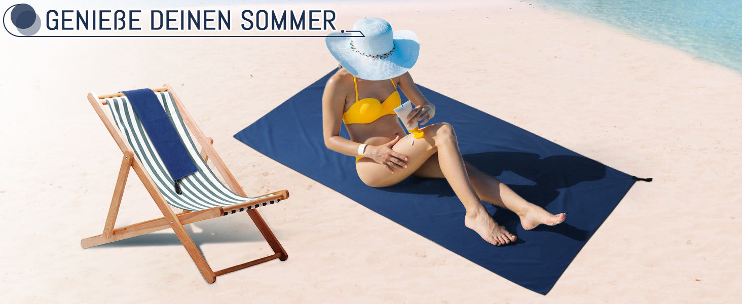 Набір рушників з мікрофібри 2 шт: великий (180x90 см) для пляжу та маленький (80x40 см) для спорту, швидковисихаючі та не піскучі, для відпочинку, сауни, трекінгу (темно-синій)