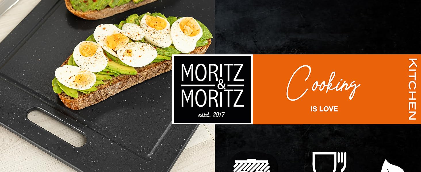 Набір обробних дощок Moritz & Moritz з пластику з імітацією граніту - 25 x 15 см, BPA Free, для сніданку, гігієнічні, придатні для миття в посудомийній машині (Великий, 4 шт.)