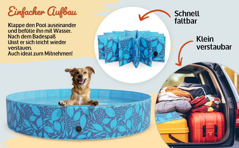 Зручний надувний басейн для собак, дітей - ZooPrintz, 120x30 см