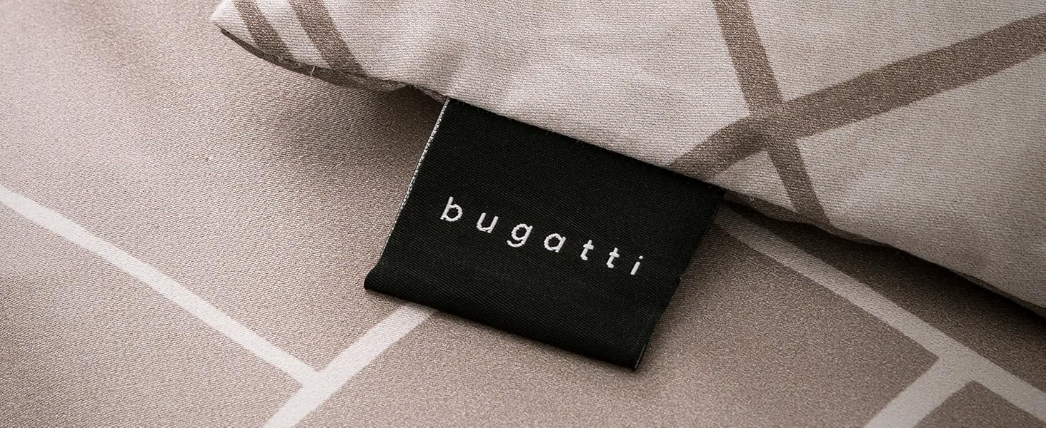 Постільна білизна Bugatti 155x220 см, 100% бавовна, сатин, графічний сірий, з блискавкою, м’яка та приємна на дотик, прана