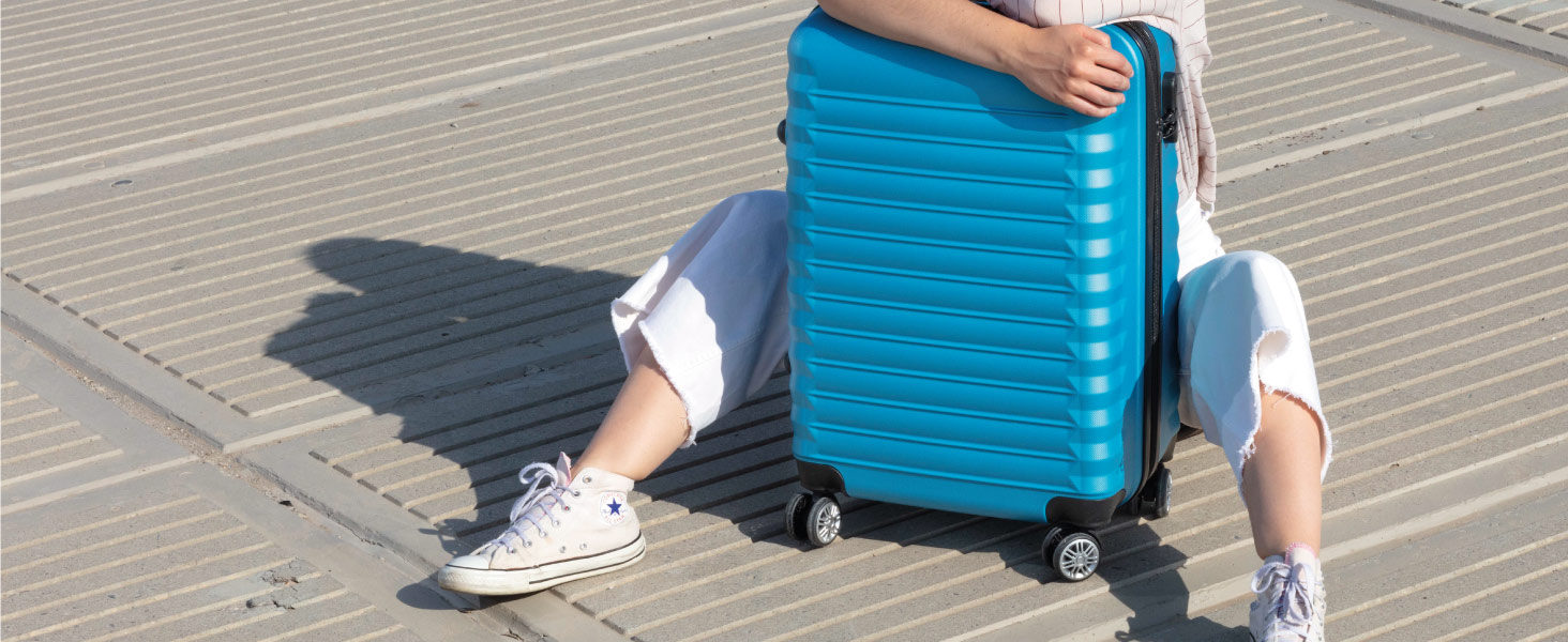 Набір валіз NEWTECK 4 шт. (75см, 63см, 53см) + косметичка, ABS, жорсткий, синій