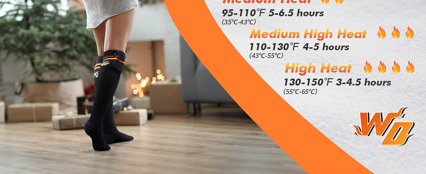 Обогревні шкарпетки з підігрівом, 5000mAh, акумулятор, до 65°C, чорний колір, розмір 36-42