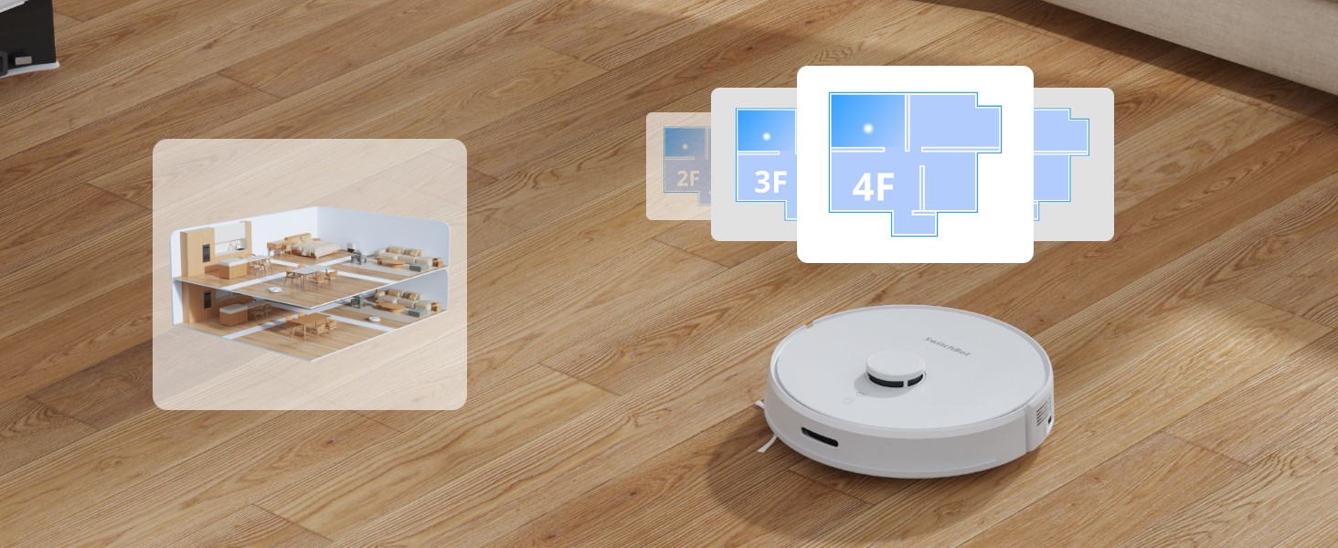 SwitchBot S1 Plus: Робот-пилосос з функцією миття підлоги - LiDAR навігація, 2700Pa, сумісний з Alexa, для твердих підлог