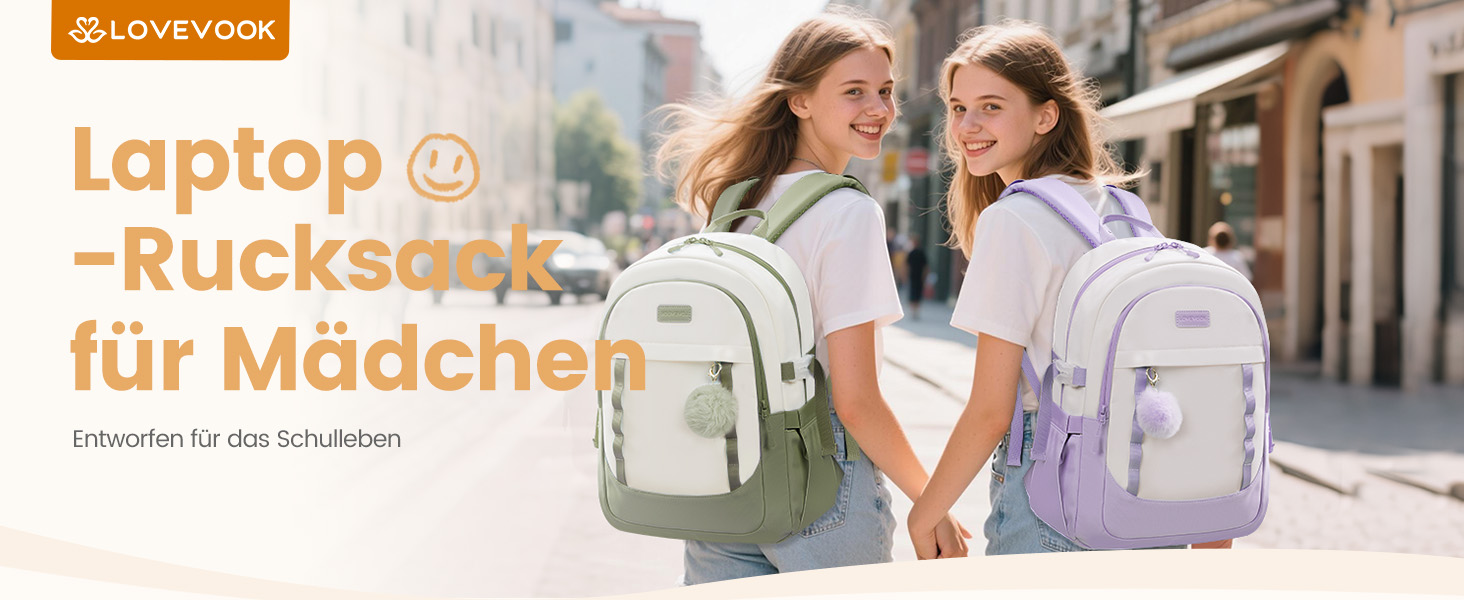 LOVEVOOK Рюкзак для школи дівчинки-підлітка, 15.6 дюймів, рюкзак для ноутбука, легка шкільна сумка, рюкзак для школи, середньої школи, з помпоном, повсякденний, світло-жовтогарячий