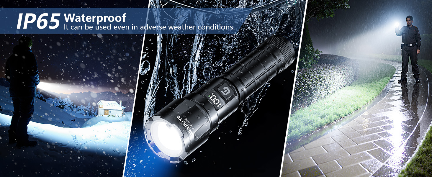 LED ліхтарик Gearlite: 6000 люмен, тактичний, водонепроникний (IP65), 3 режими, для кемпінгу, риболовлі, надзвичайних ситуацій. Чорний