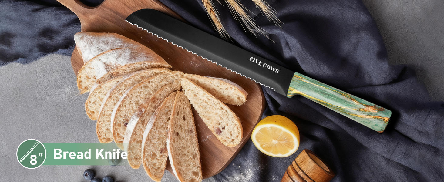 Набір кухонних ножів Messerblock з 16 частинами: ножі, обробна дошка, захист пальців, точилка та кухорізаки. Професійний набір для дому (зелений)