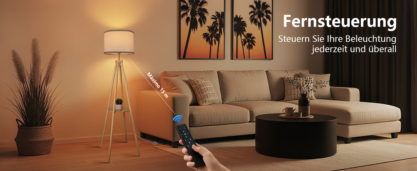 Стійка лампа для вітальні з полицею, диммування 2700K-6500K, дерев'яний каркас, з полицею та пультом дистанційного керування. Стійка світло для вітальні, спальні, офісу, дерево