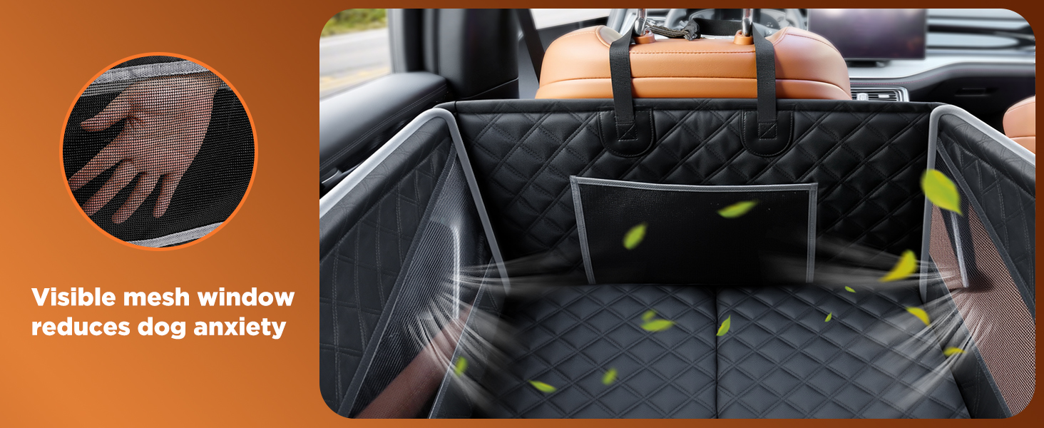 Автокрісло для собак Gimars - великі та середні породи, водонепроникне, безпечне, з ременями, сітчасті вікна