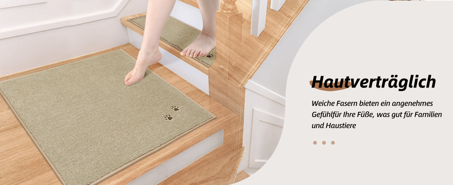 BEQHAUSE Non-Slip Stair Treads - 15 Piece Set, Washable Carpet for Stairs - Safe for Kids, Seniors & Pets, 22x70cm, 100% Polyester with TPE Backing
