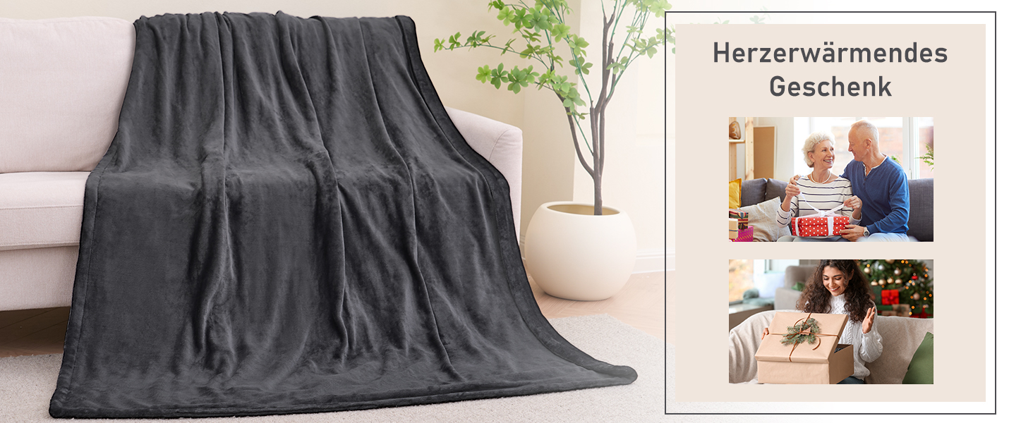 Електрична ковдра CURECURE з підігрівом, 150 x 200 см, 4 режими, таймер, захист від перегріву, для ліжка/дивану, сірий колір