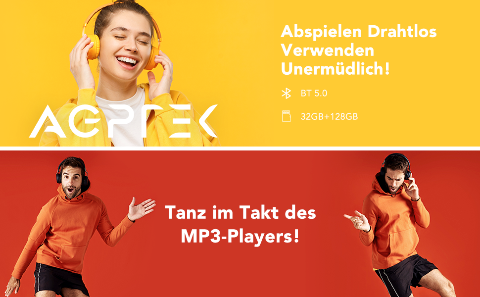 MP3 плеєр AGPTEK 64GB Bluetooth 5.3, 2.4