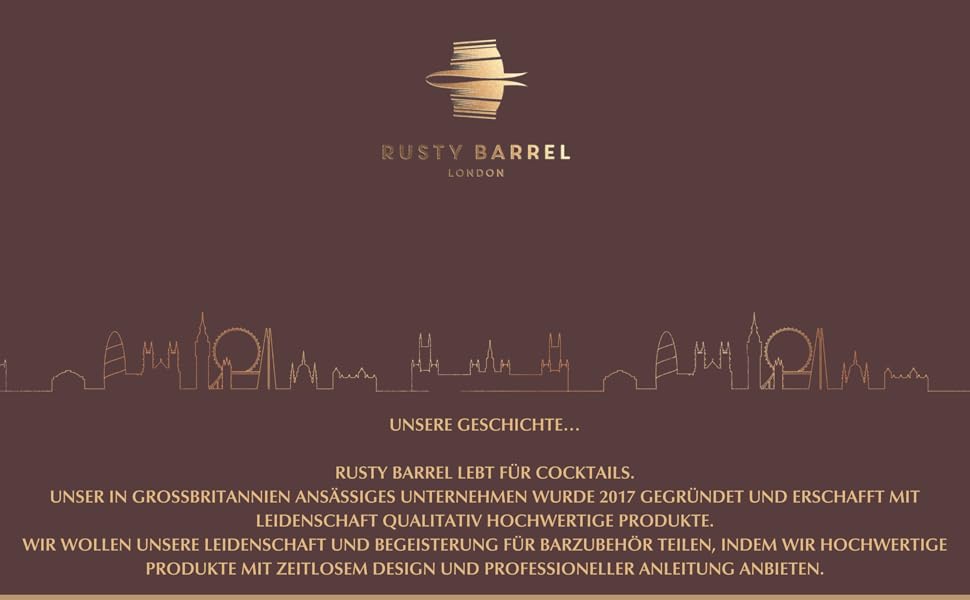 Rusty Barrel Roségold Cocktail Shaker Set - Premium Stainless Steel Bar Set with Shaker, Muddler, Strainer, Jigger, Spout, Spoon, Recipe Book & Gift Box