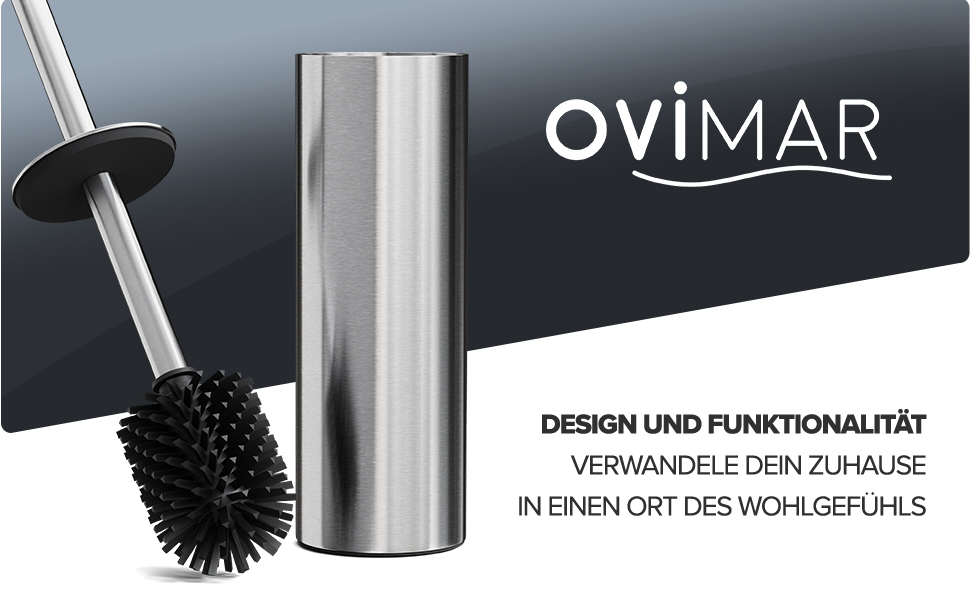 Набір для чищення унітазу Ingoy | Силіконова щітка для унітазу | Чорний | з нержавіючої сталі з кришкою | для ванної та гостьового WC | знімний насадкою | Сріблястий дизайн