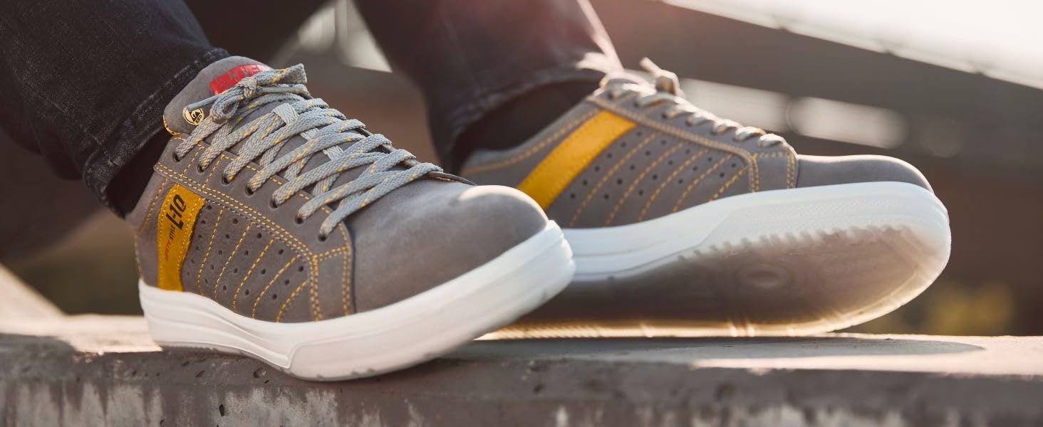 Робочі черевики ELTEN VINTAGE Mid ESD S3 для чоловіків, шкіряні, з металевим носком, легкі, спортивного стилю, сірого кольору, розмір 46 EU