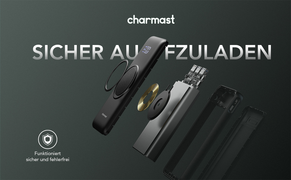 Power Bank Charmast 20000mAh з бездротовою зарядкою та PD 22.5W, чорний