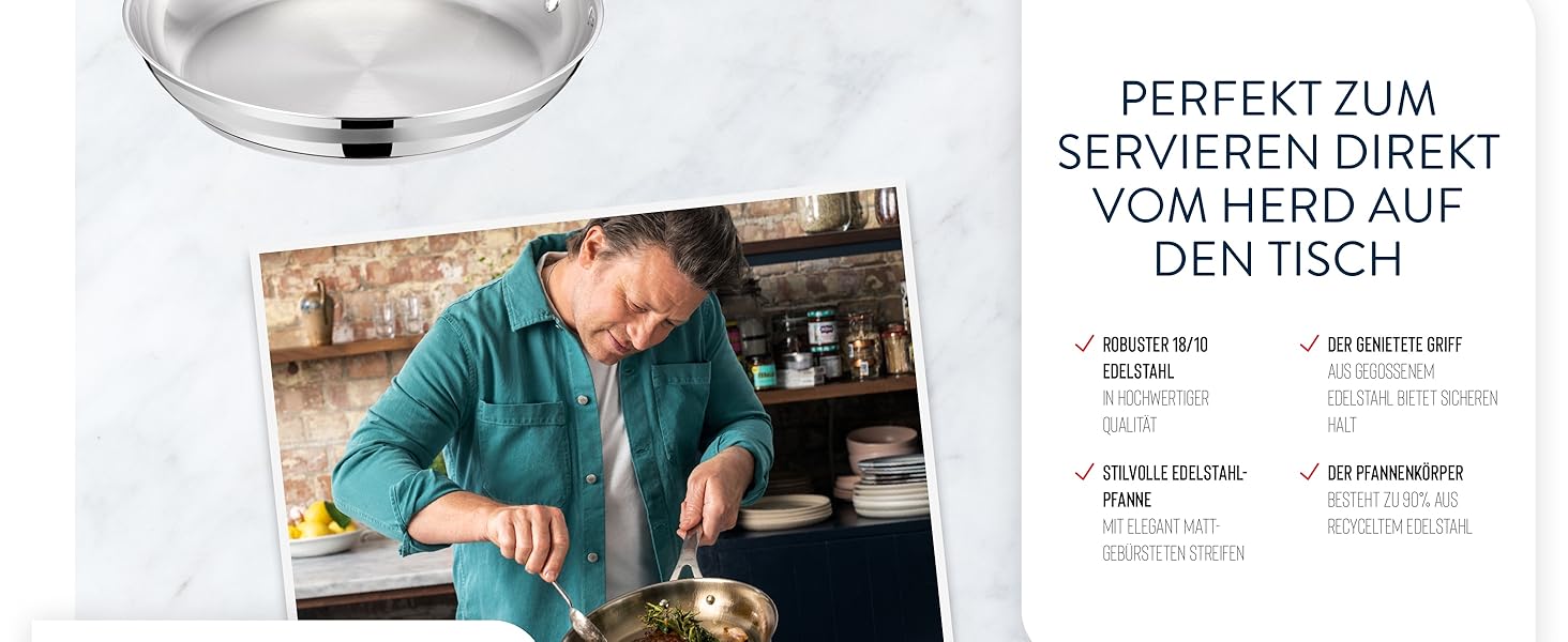 Сковорода Tefal Jamie Oliver Cook Smart 24 см з нержавіючої сталі, індукційна, з термодифузійним дном