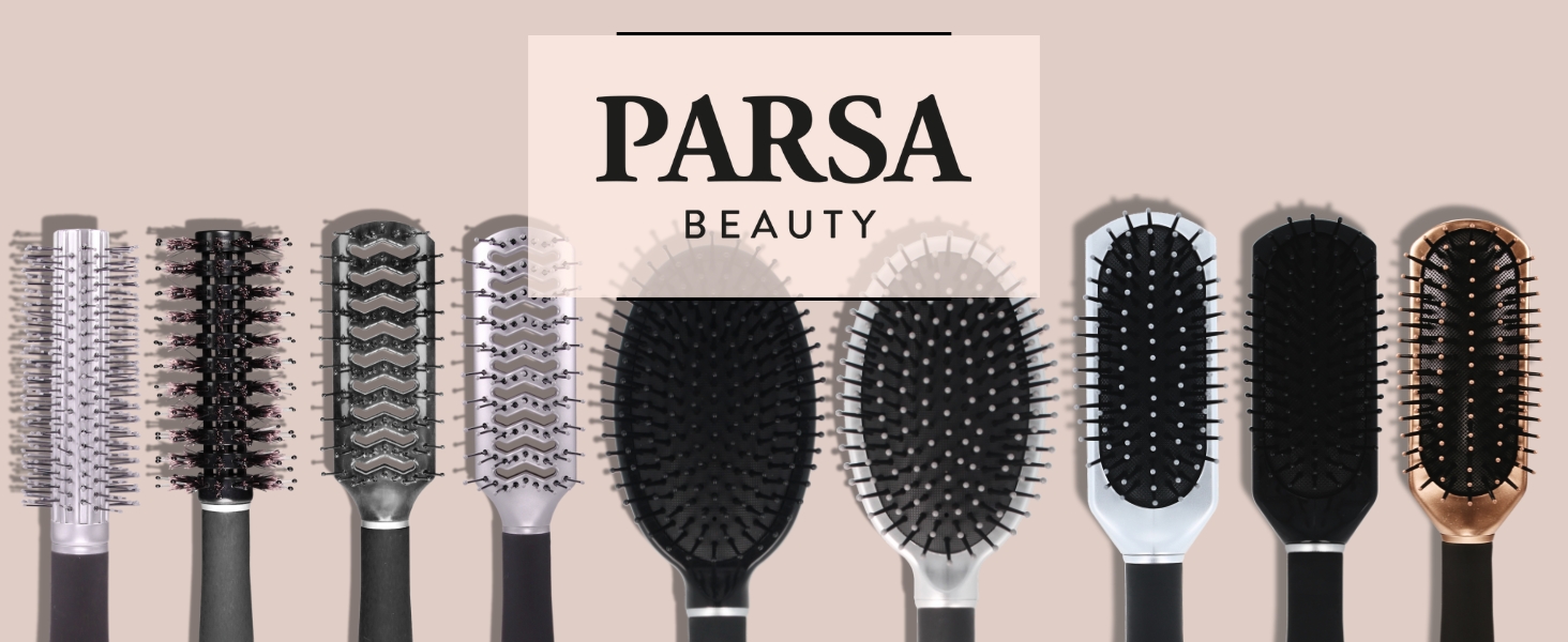Пряма щітка для волосся PARSA Beauty Trend Line – срібна, для всіх типів волосся, з масажним ефектом, 23 x 4,6 x 3,4 см