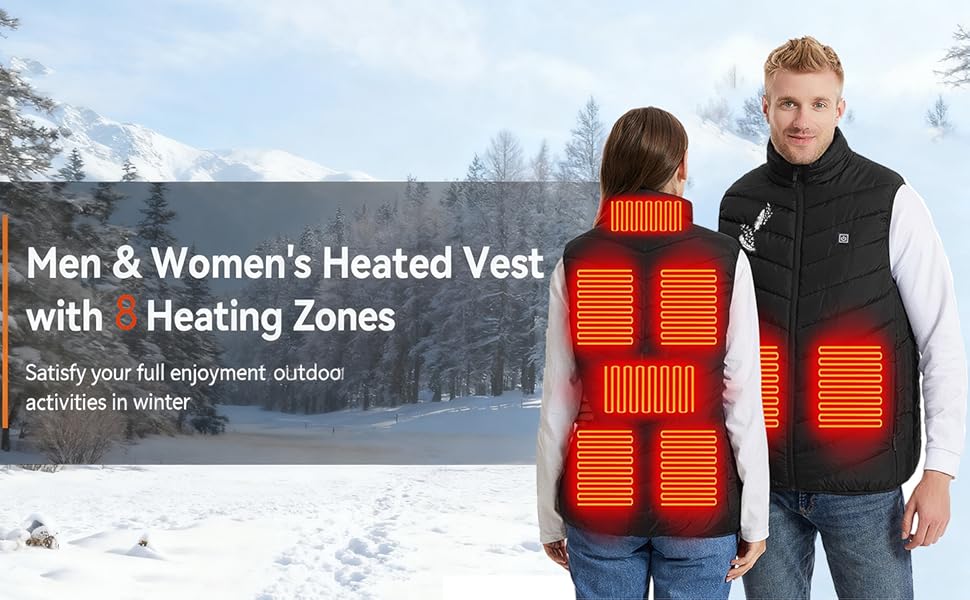 Обогрівальна жилетка для чоловіків та жінок, USB, 9 зон нагріву, жилетка з підігрівом для активного відпочинку, туризму та катання на лижах (без Powerbank), E#schwarz XXL