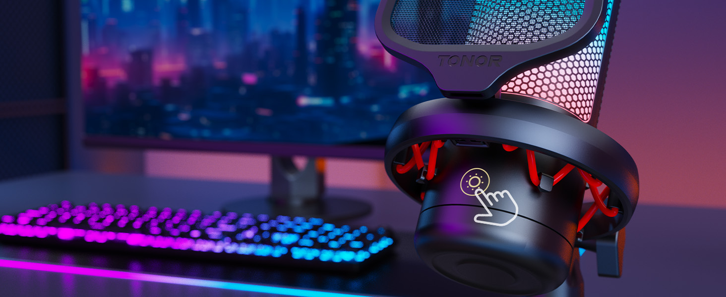 Мікрофон геймерський TONOR TC310 USB для ПК, PS4/5 з RGB підсвіткою та тримачем
