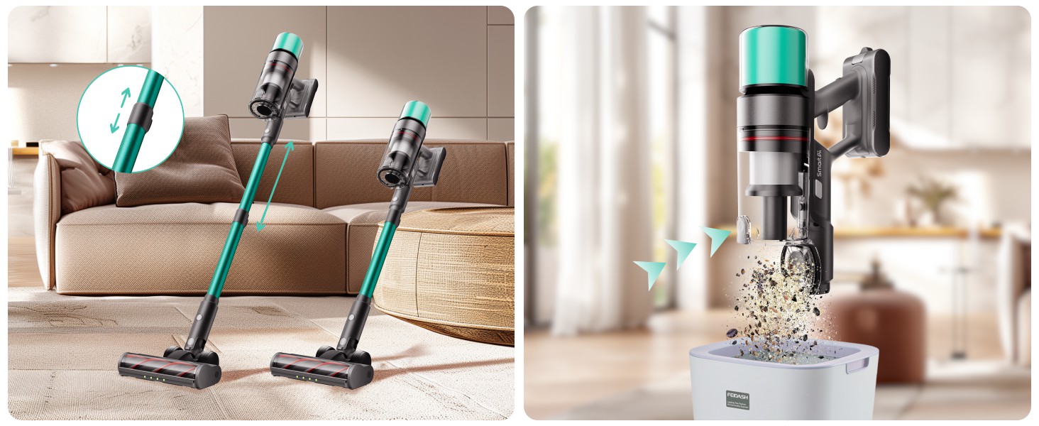 Бездротовий акумуляторний пилосос SmartAI V5 з автоматичним режимом, 55Kpa, 600W, 80 хвилин роботи, для килимів, шерсті тварин та твердих поверхонь