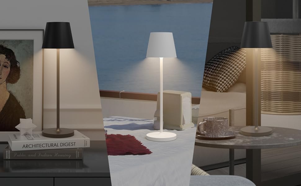 LED настільна лампа K-Bright з регулюванням яскравості, акумуляторна, для дому та вулиці, IP54, чорна