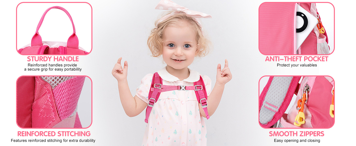 Дитячий рюкзак Cozary Kinder, 5L, водонепроникний, для школи, подорожей та спорту, рожевий