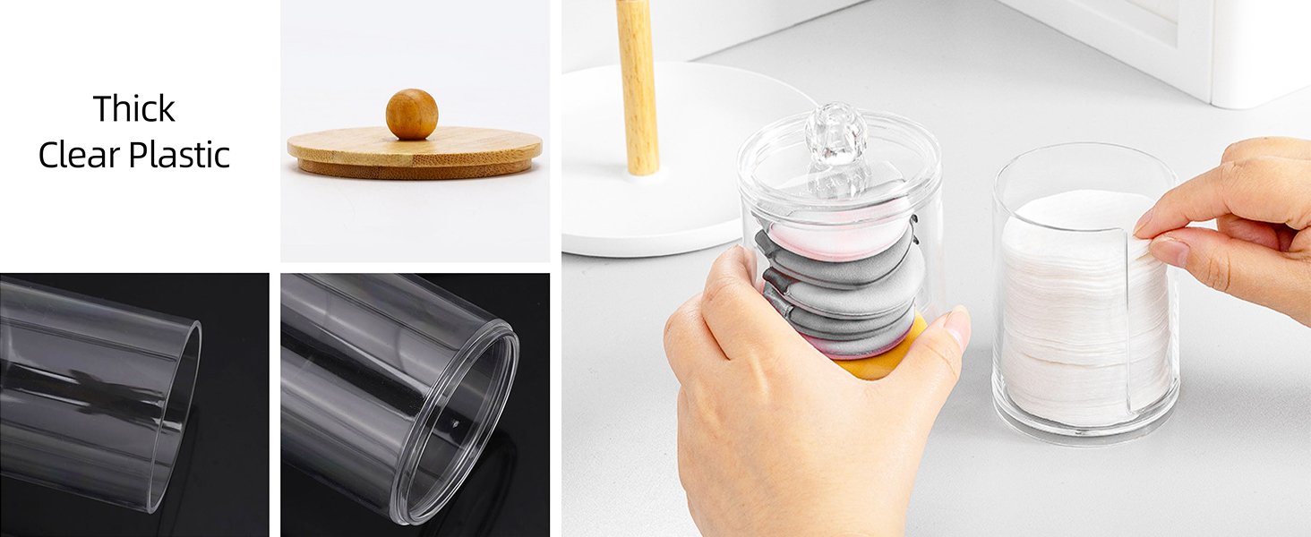 Організатор для косметики ALINK, 3 шт. Ватні палички, аптекарські склянки для ванної кімнати, бавовняні диски, нитки зубні, косметичні губки, шпильки для волосся (прозорий)