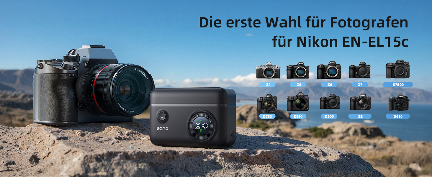 Зарядний пристрій USB-C 20W для акумуляторів Nikon EN-EL15c з SD-картрідер та індикатором заряду, сумісний з Nikon Z8, ZR, Zf, Z6III, D850, Z7II, Z6II, Z7, Z6, D7500, D750, Z5, D810, Z5, D810