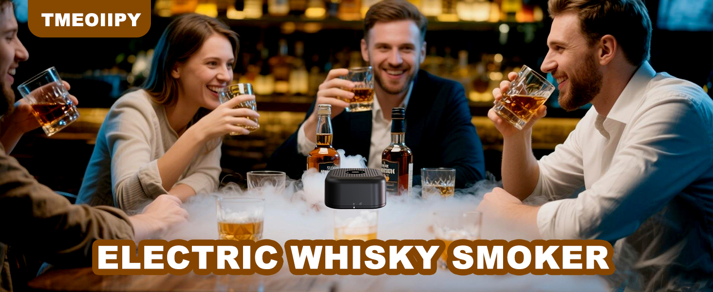 Набір для копчення коктейлів та віскі, з 4 дерев'яними чіпсами, електричний. Ідеальний подарунок на День батька для віскі, бурбону, коктейлів, кави та м'яса. Аксесуар для приготування напоїв.