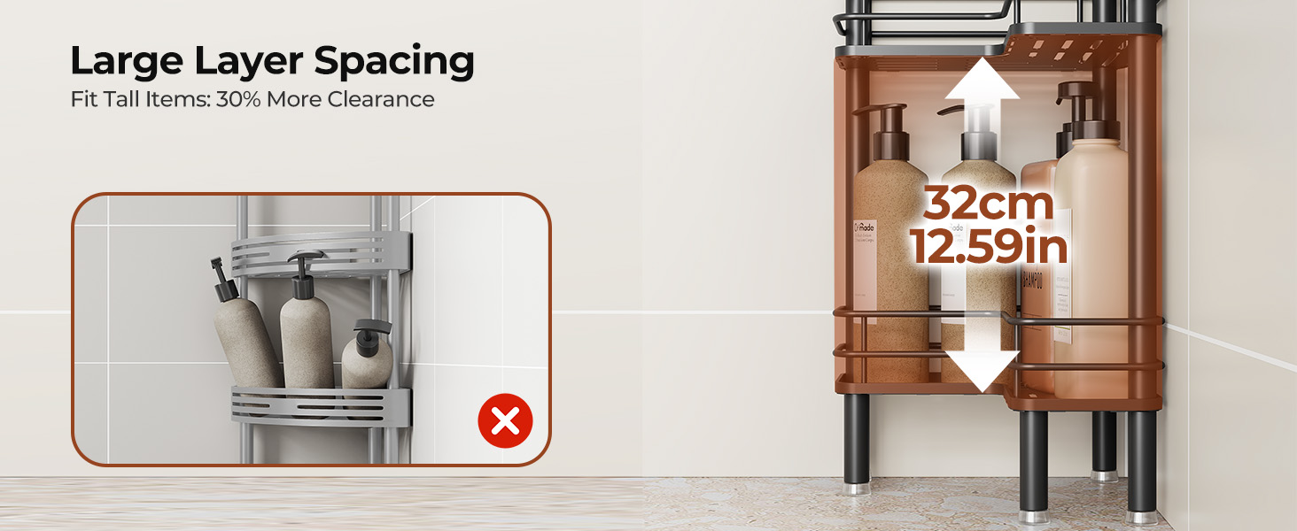 Набір з 3 кутових поличок для душу Orimade, нержавіюча сталь, чорний