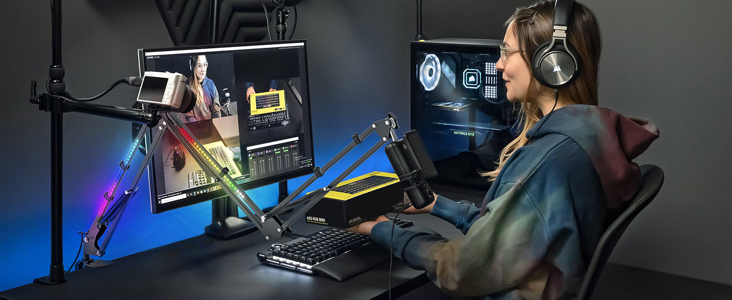 Тримач для мікрофона з RGB підсвіткою: регульований кріплення на стіл для TikTok Live-Streaming та співу