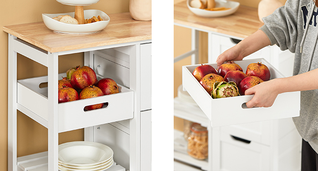 SoBuy Rolling Kitchen Cart with 2 Removable Shelves and 1 Tray