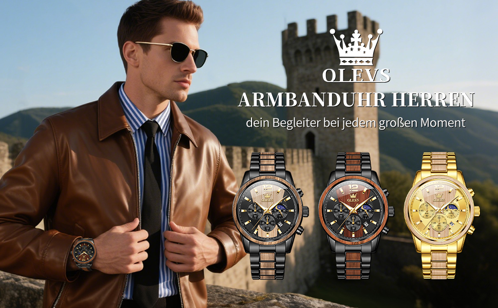 Чоловічий наручний годинник OLEVS з натурального дерева (клен), водонепроникний кварцовий годинник у бізнес-стилі, модель 3645