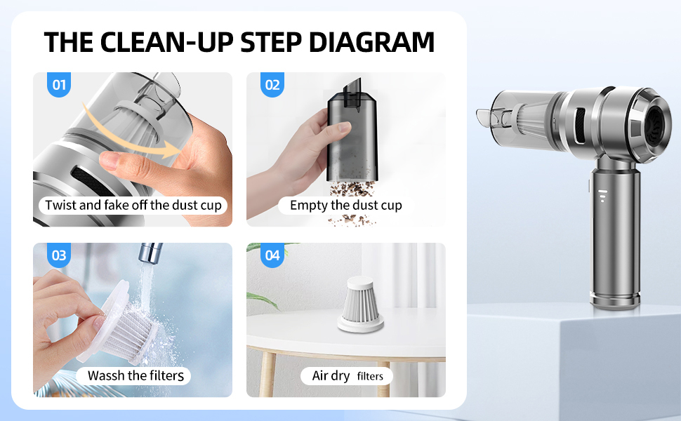 Бездротовий міні-пилосос Semflagree 23000Pa: для дому, авто, офісу. Зручний, портативний, для видалення шерсті тварин. USB-зарядка.