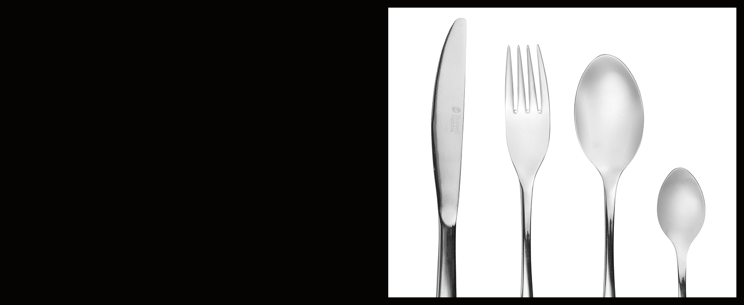 Набір столових приборів Russell Hobbs Marseille на 6 персон, 24 предмети, нержавіюча сталь 18/0, дзеркальна поліровка, придатний для посудомийної машини, 25 років гарантії