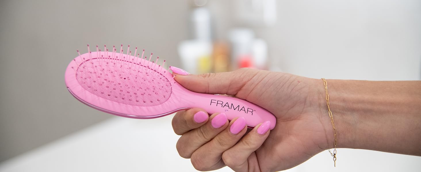 FRAMAR Міні гребінець для волосся - компактний, для подорожей, розплутування, для всіх типів волосся - матовий (рожевий)