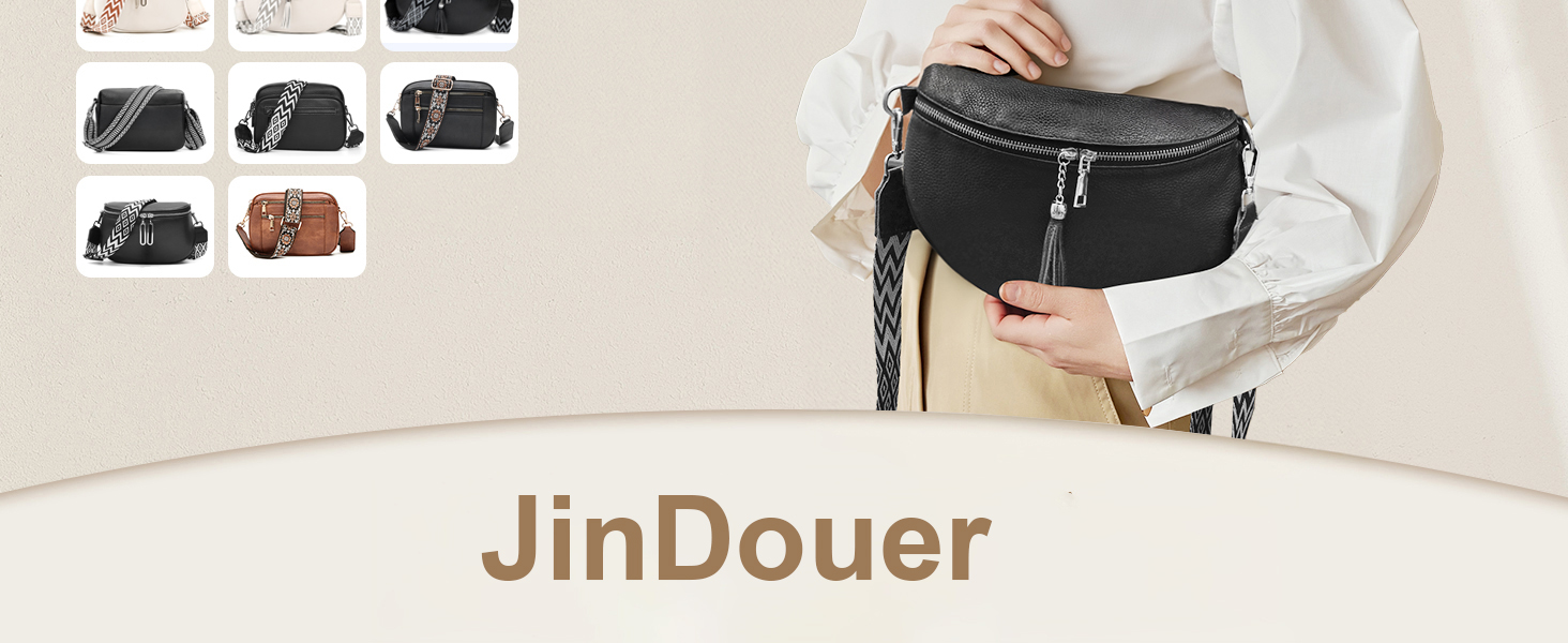 Жіноча сумка через плече з широким ременем, поясна сумка з натуральної шкіри, стильна з багатьма відділеннями для карток, кросбоді, гаманець (чорний)