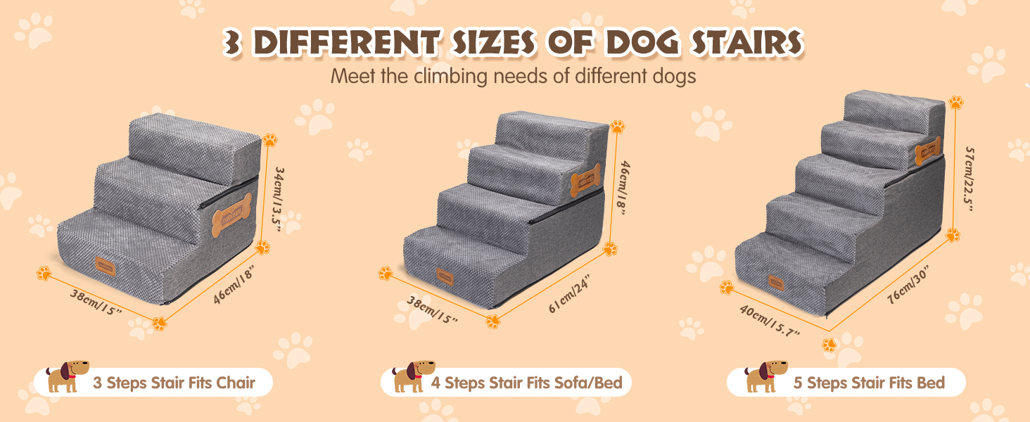 Східці для собак Nobleza: 3 сходинки для маленьких собак, котів, на ліжко, диван. З роликом для шерсті