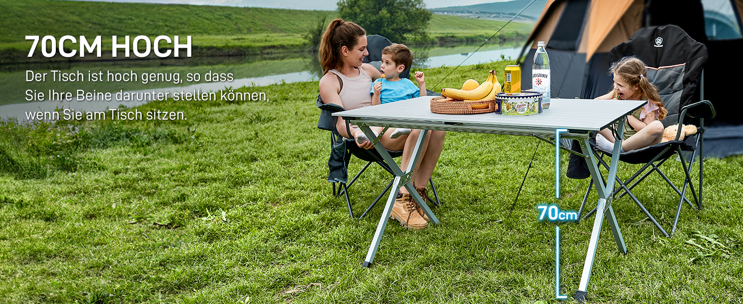 Розкладний туристичний стіл EVER ADVANCED 120x70 см з алюмінію для кемпінгу, пікніка, саду, балкону, срібний