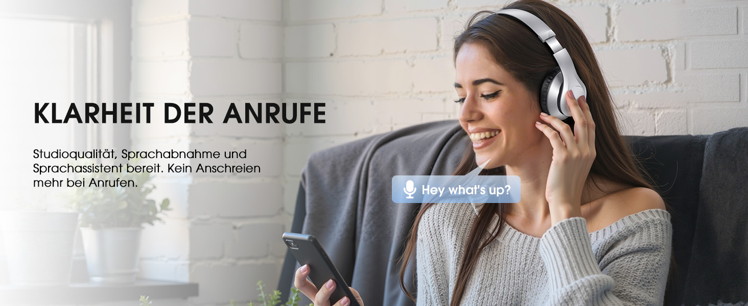 Бездротові навушники Uliptz Over-Ear Bluetooth з 65 годинами роботи, 6 EQ-режимів, HiFi стерео, складна конструкція для подорожей/офісу/телефону/ПК (срібні)