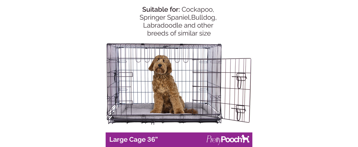 Клітка для собак та котів Pretty Pooch, розмір M, металева, складається, з лотком, двоє дверей та ліжком