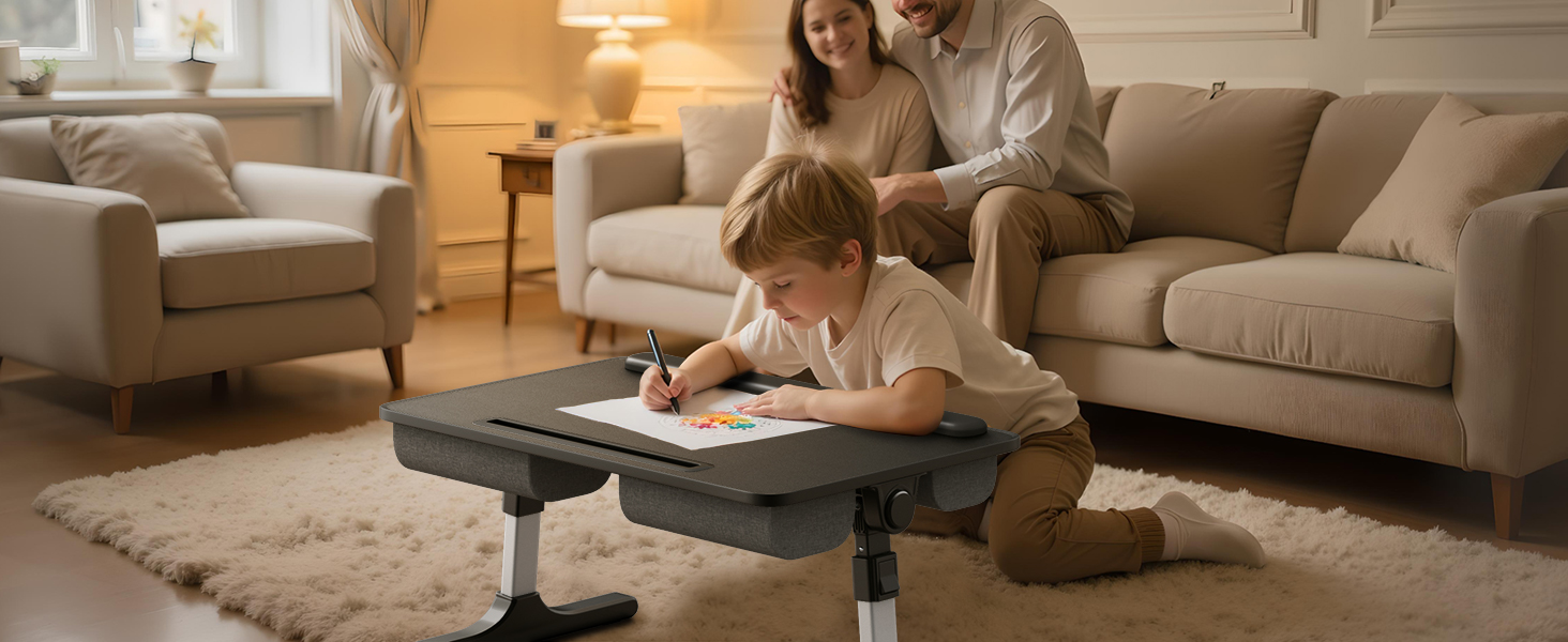 Стіл для ноутбука PUTORSEN - регульований за висотою та кутом нахилу, 58 x 37 см, чорний