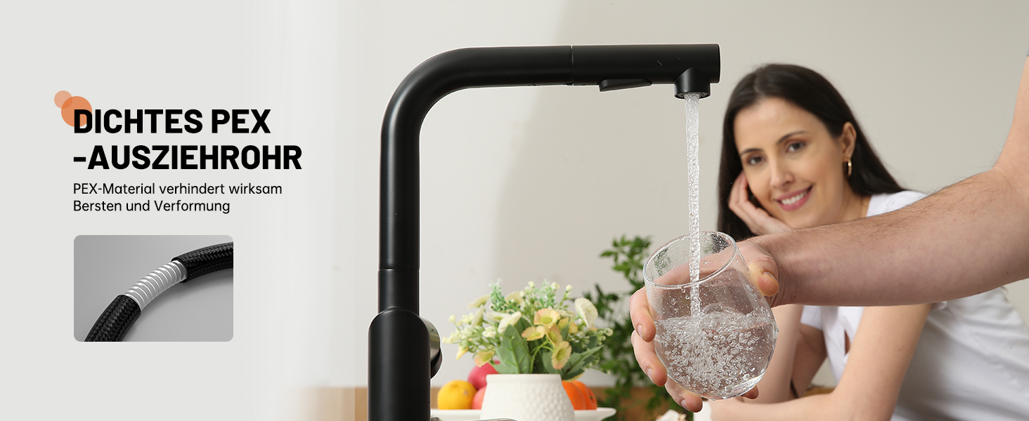 Кухонний змішувач Appaso, висувний, чорний, з 2 режимами струменя, 360° поворот, для кухні | Нержавіюча сталь, матовий чорний