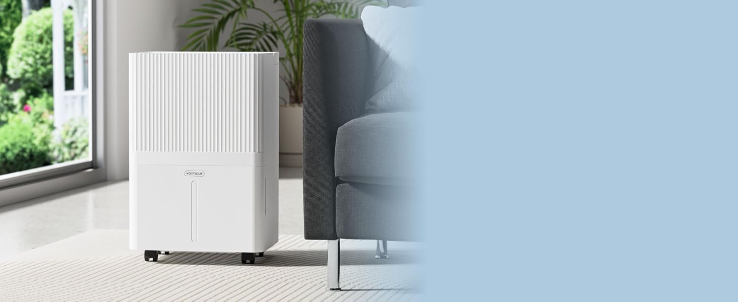 Електричний осушувач повітря VonHaus 20л/24г з Wi-Fi, для підвалу та кімнат до 20м², з таймером та шланг для зливу, сумісний з Alexa & Google Home