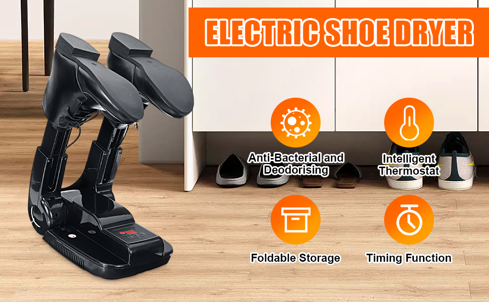 Електричний сушильник для взуття - сушильник для черевиків та взуття з таймером, регульована довжина