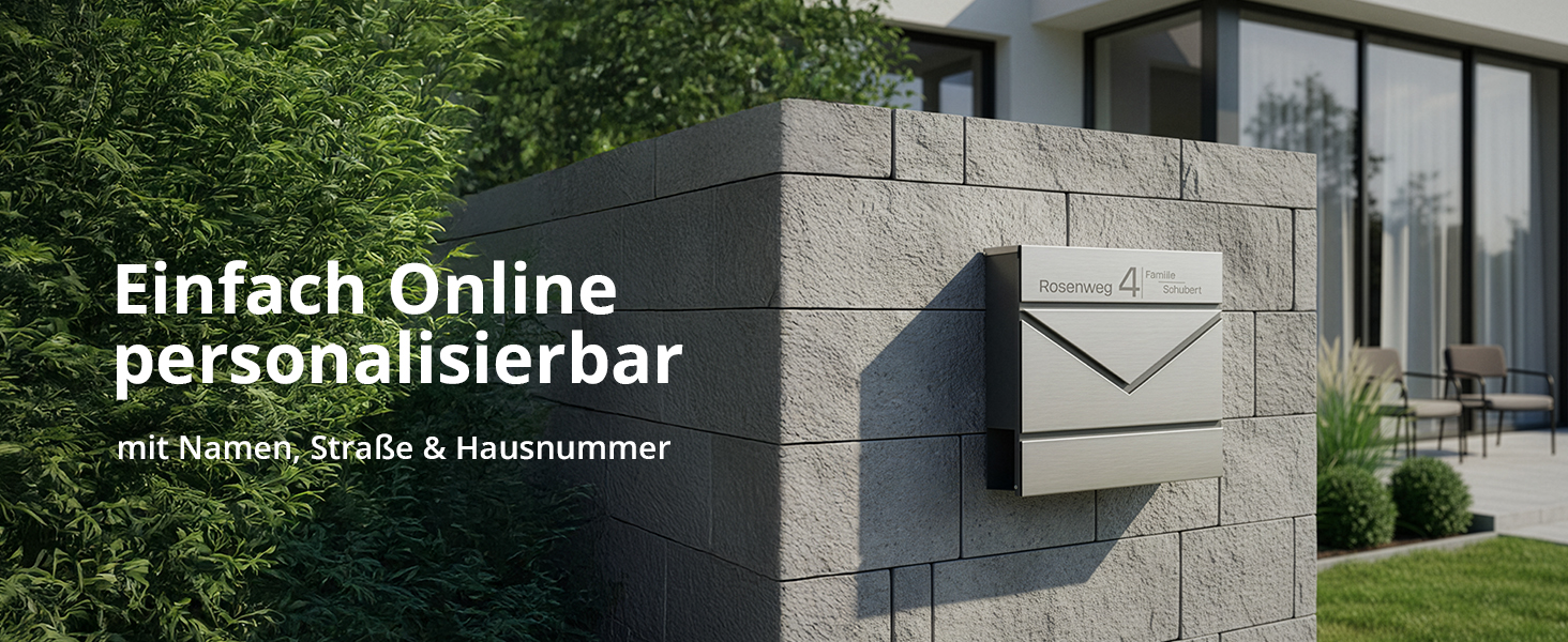 Поштовий ящик Grafner Premium, нержавіюча сталь, з газетницею та 2 ключами, гравіювання імені/вулиці/номера будинку, колір антрацит RAL7016