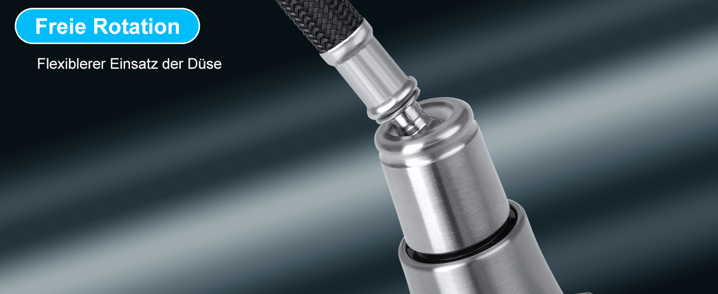 Змішувач кухонний висувний з високим напором, 360° обертання, 4 режими, нержавіюча сталь, ABS-розпилювач, для одного отвору, G3/8 з'єднання (тільки для ЄС)