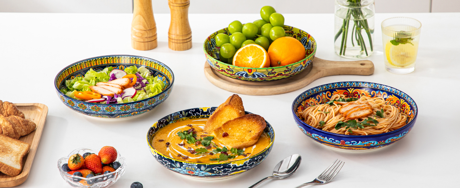 Набір супових тарілок Vancasso (6 шт) з порцеляни, 840 мл – для супу, салату, рамену, мюслі, пасти та десерту