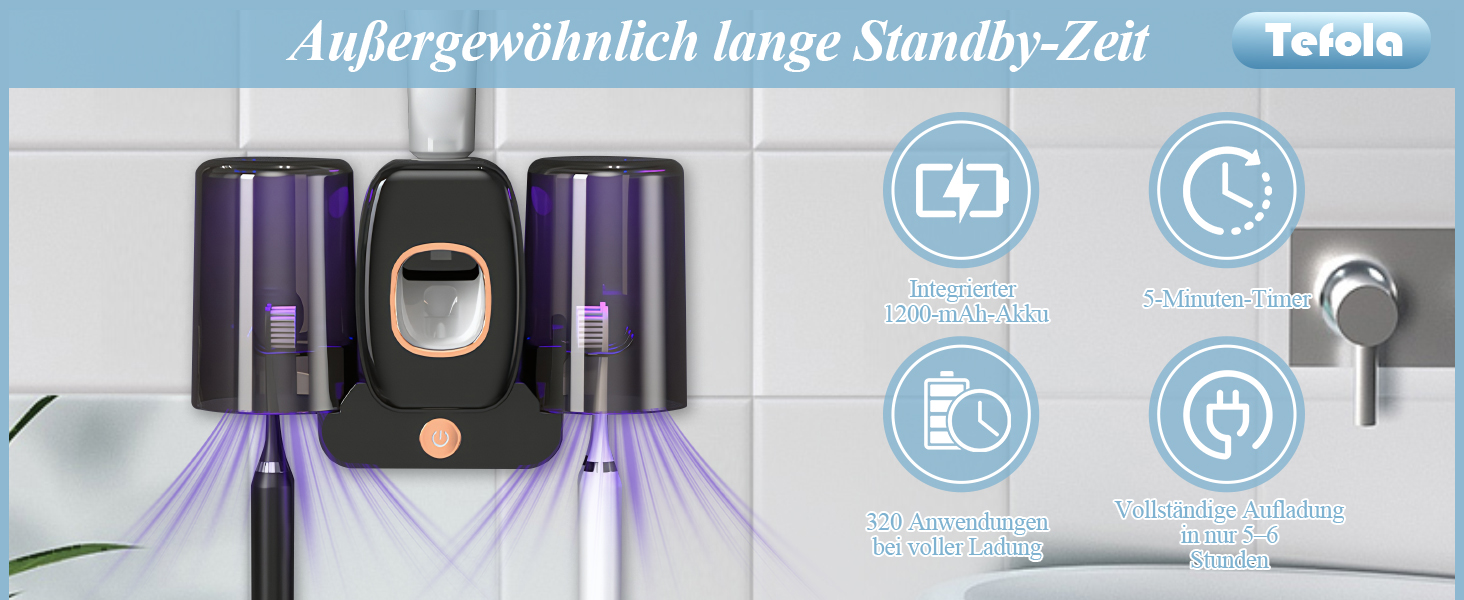 Інтелектуальний стерилізатор для зубних щіток з вентилятором, сушкою та підставкою на стіну (Чорний)