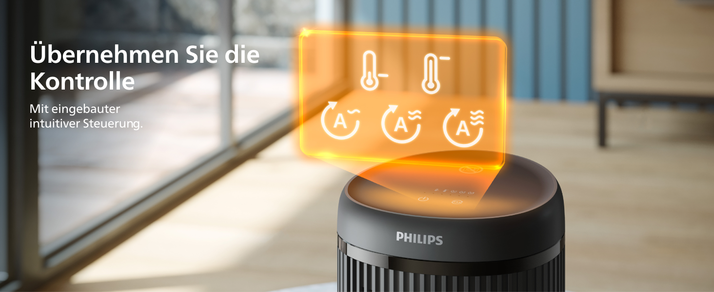 Керамічний тепловентилятор-обігрівач Philips Smart 5000 серії, 2000 Вт, чорний